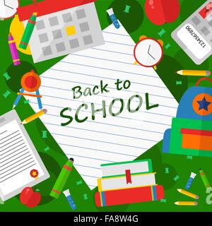 Back to school poster with text Vector illustration Stock Vector