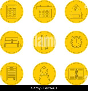 Modern flat icon vector illustration collection on high school Stock Vector