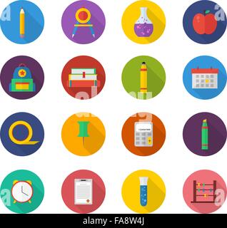 Modern flat icon vector illustration collection with long shadow Stock Vector
