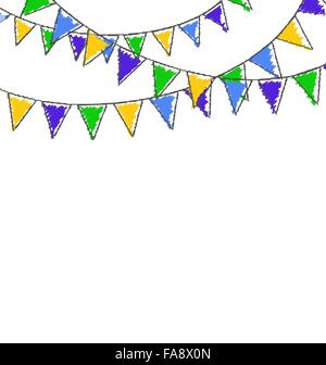 Multicolored hand-drawn buntings garlands in national brazil col Stock Vector