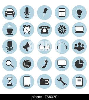 Set of flat icons in circles for web design isolated on white Stock Vector