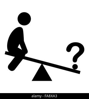 Confusion Man on Swing People with Question Mark Flat Icons Pict Stock Vector