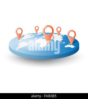 gps navigation application world pin maps destination vector ...