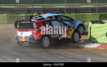 Kevin Hansen drives RXLites of Peugeot Red Bull Hansen Junior Team in FIA World Rallycross Championship. Stock Photo