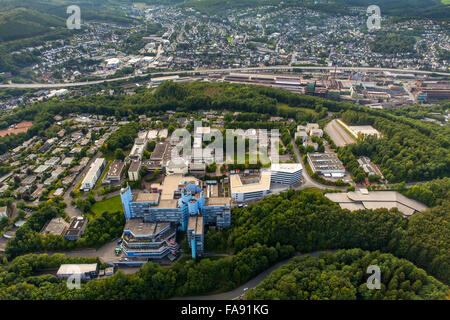 University of Siegen, Siegen Campus, Siegen, Siegerland, South Westphalia, North Rhine Westphalia, Germany, Europe, Aerial view, Stock Photo