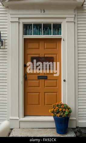 American flag on house front door Portsmouth NH Stock Photo