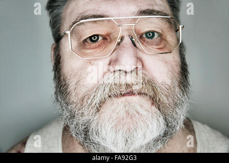 Senior with beard and glasses, portrait, Germany Stock Photo