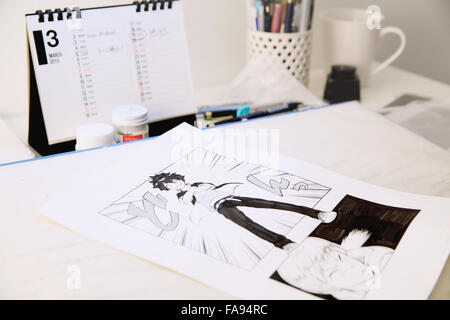 Japanese Manga artist studio Stock Photo