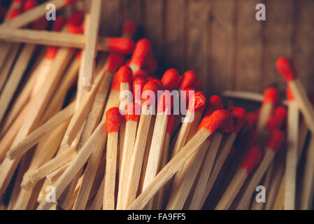 House hold safety matches pile, close up macro with selective focus