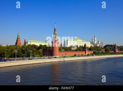 Kind to the Moscow Kremlin and Moskva River in night. Russia Stock ...