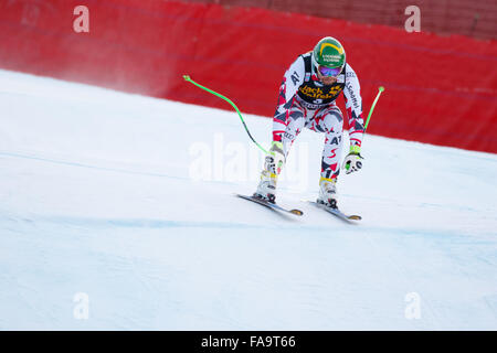 Val Gardena, Italy 19 December 2015. Kroell Klaus (Aut) competing in the Audi Fis Alpine Skiing World Cup Men's Downhill Race Stock Photo