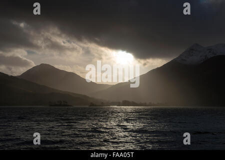 Rays of afternoon light on Loch Leven, Ballachulish Scotland UK Stock Photo