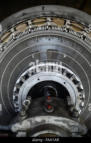 Close-up shot of a stator from a big electric motor. Stock Photo