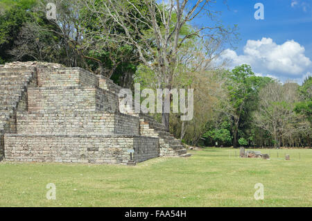 Structure 4 at the Great Plaza of Copan archaeological site in Honduras Stock Photo