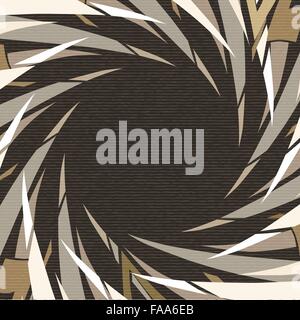 Abstract geometrical background. Twisted shapes and whirlpool elements on cardboard texture. Stock Vector