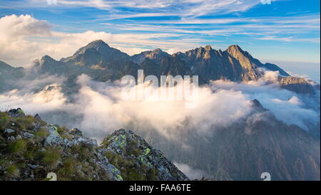 View from Slawkowski peak, Tatra Mountains, Slovakia Stock Photo