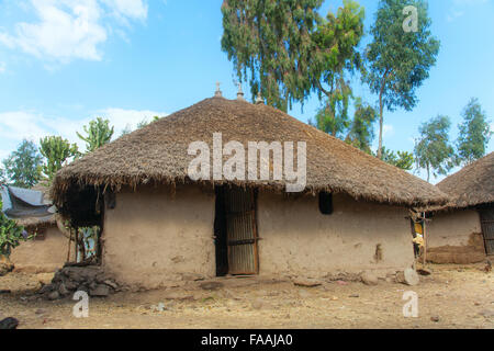 Ethiopia,Addis Ababa,December 15,2013.Traditional Ethiopian clay dwelling -tikul,near Lake Langano,Ethiopia,December 15,2013. Stock Photo