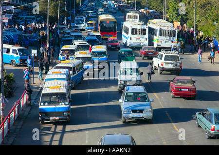 ETHIOPIA ADDIS ABABA DECEMDER 12,2013. Streets of the capital  in Ethiopia Addis Ababa  December 12,2013. Stock Photo