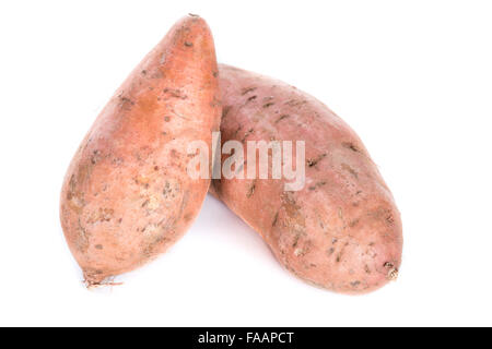 Sweet Potato (close-up shot) isolated on white background Stock Photo