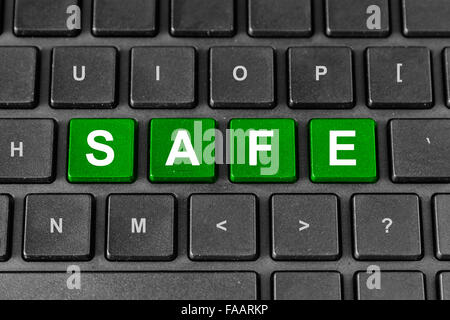 safe green word on keyboard, safety concept Stock Photo