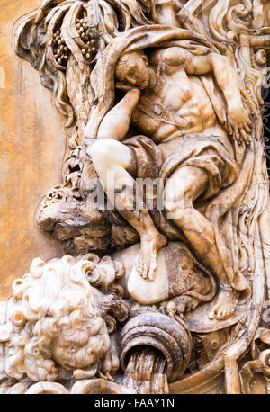 Alabaster carving on the front gate of Palacio del Marques de Dos Aguas, in Valencia, Spain Stock Photo