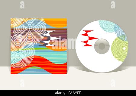 CD cover design template. Abstract pattern graphics. Editable design template. Clipping mask applied in EPS to hide bleed area Stock Vector
