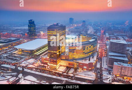 Warsaw' aerial view of city center, Warsaw, Poland Stock Photo