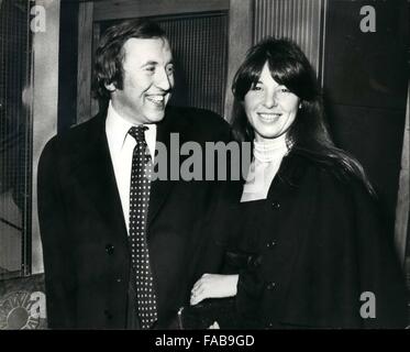 1969 - David Frost and Caroline cushing attend Premier of Follow the Star: David Frost and Caroline Cushing arriving at Westminster Theatre for the first night of Follow the Star, which is the Xmas Nativity Play to Rock Music performed by the Festival Theatre Company. © Keystone Pictures USA/ZUMAPRESS.com/Alamy Live News Stock Photo