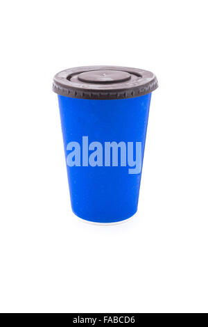 Blue cardboard cup on white background Stock Photo