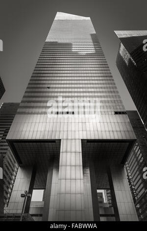 Black & White ground level view of the modernist Citigroup Center skyscraper in Midtown East, Manhattan, New York City Stock Photo