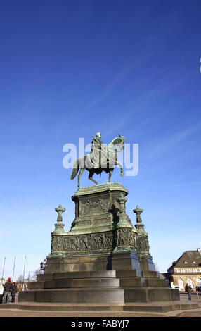 Equestrian Statue of King John of Saxony (Konig Johann I. von Sachsen) at Theaterplatz in Dresden, Germany Stock Photo