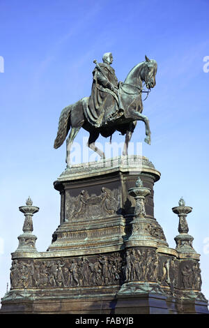 Equestrian Statue of King John of Saxony (Konig Johann I. von Sachsen) at Theaterplatz in Dresden, Germany Stock Photo