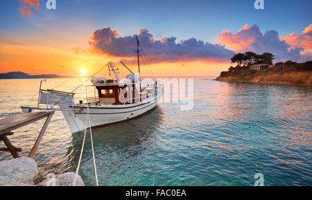 Sunrise at Laganas Bay, Zakynthos Island, Greece Stock Photo