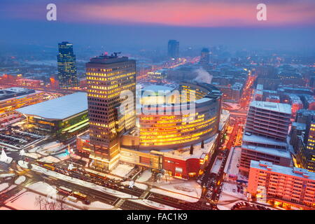 Warsaw - view to the commercial district from PKiN, Poland Stock Photo