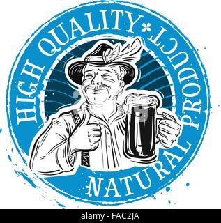 Beer, ale vector logo design template. Drink, beverage or pub, brasserie icon Stock Vector