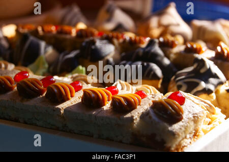 Cakes and tarts in a box Stock Photo