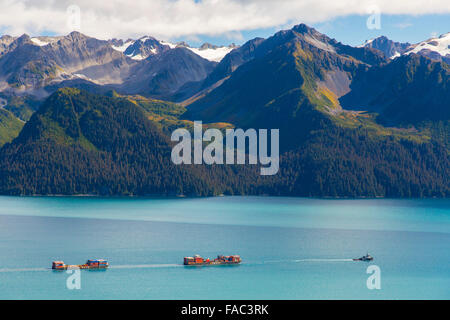 Samson Tug and Barge, Resurrection Bay, Seward, Alaska. Stock Photo