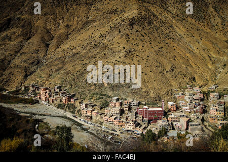 Village of Setti Fatma nestled on the hillsides of Ourika Valley - High Atlas mountains, Morocco