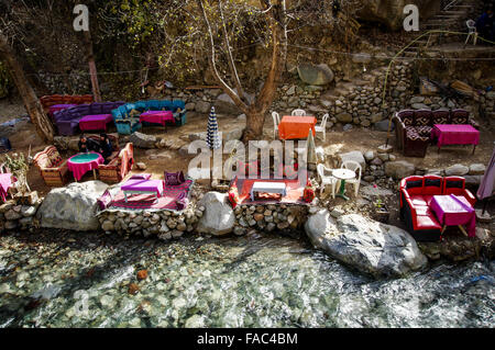 Restaurant on the banks of Ourika River - Ourika Valley, Morocco