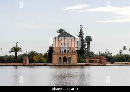 View of Menara Gardens from the Pavilion - Marrakesh, Morocco Stock Photo