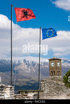 View of the Gjirokaster Castle in Albania Stock Photo