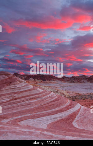Fire Wave, Valley of Fire State Park, near Las Vegas, Nevada. Stock Photo
