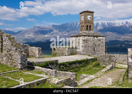 View of the Gjirokaster Castle in Albania Stock Photo