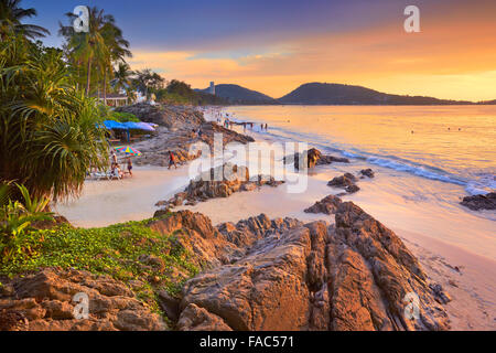 Thailand - tropical Phuket Island, Patong Beach, sunset time scenery Stock Photo