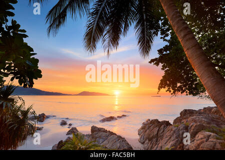 Thailand - Phuket Island, Patong Beach, tropical sunset time scenery Stock Photo