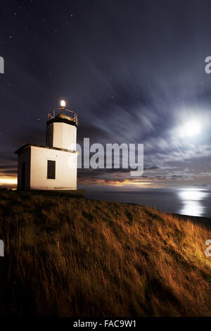 Cattle Point Lighthouse under starry sky, San Juan Island, San Juan ...