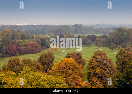 The playing fields of Eton College viewed from Windsor Castle, Berkshire, England, UK Stock Photo