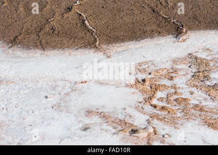 Crystalized salt at the salt works outside Walvis Bay Stock Photo