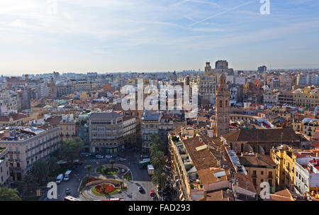Valencia, Spain.  View over the city from the Micalet Tower or Torre del Micalet aka El Miguelete. Stock Photo