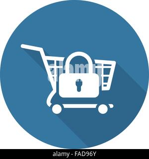 Secure  Shopping  Icon. Flat Design. Business Concept. Isolated Illustration. Stock Vector